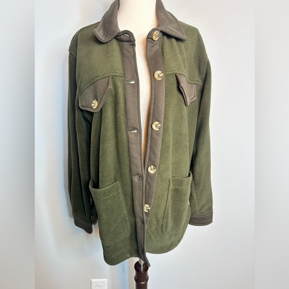 Sz S Blank NYC olive green Button front Shacket fleece jacket sweater - Picture 2 of 10